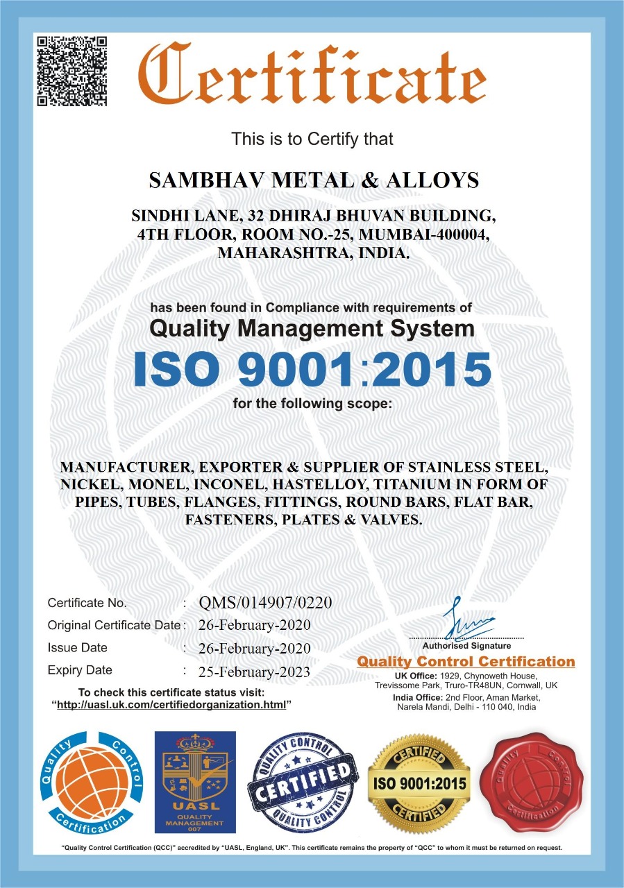 Sambhav Metal Alloys Certificates